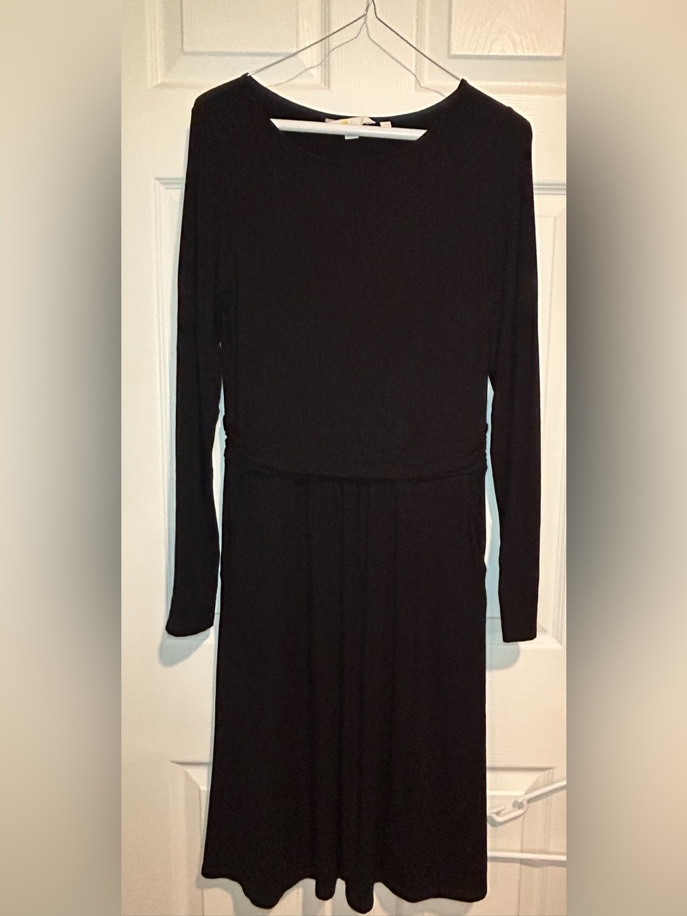 Boden Black Long-Sleeve Midi Dress with Pockets Sz. 6R